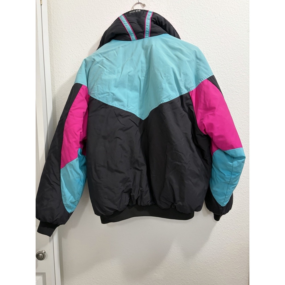 Vintage Sun Ice 80's Women's Puffer Ski Jacket Zip Colorblock Hip-Hop - Large - Picture 9 of 13